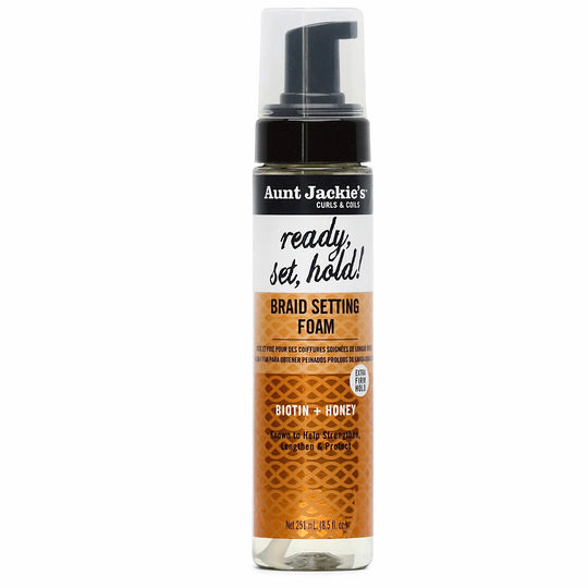 Aunt Jackie's Biotin & Honey Ready, Set, Hold! Braid Setting Foam with Extra Firm Hold 8.5oz