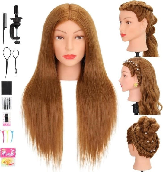 Human Hair Blend Mannequin Head with Styling Accessories