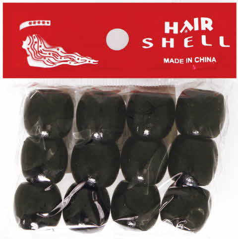 Hair Shell Wood Beads Black 12pcs
