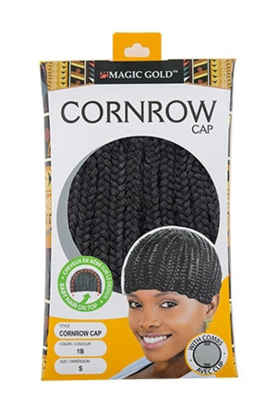 Magic Gold Cornrow Cap Baby Hair On Top #1B (S)