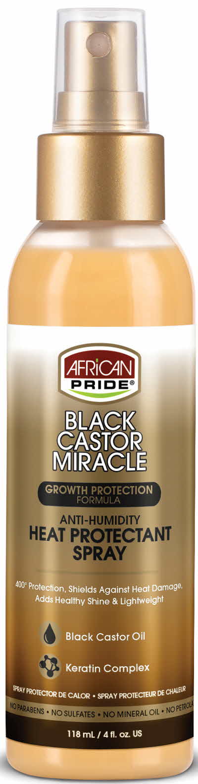 African Pride Black Castor Miracle Anti-Humidity Heat Protectant Spray